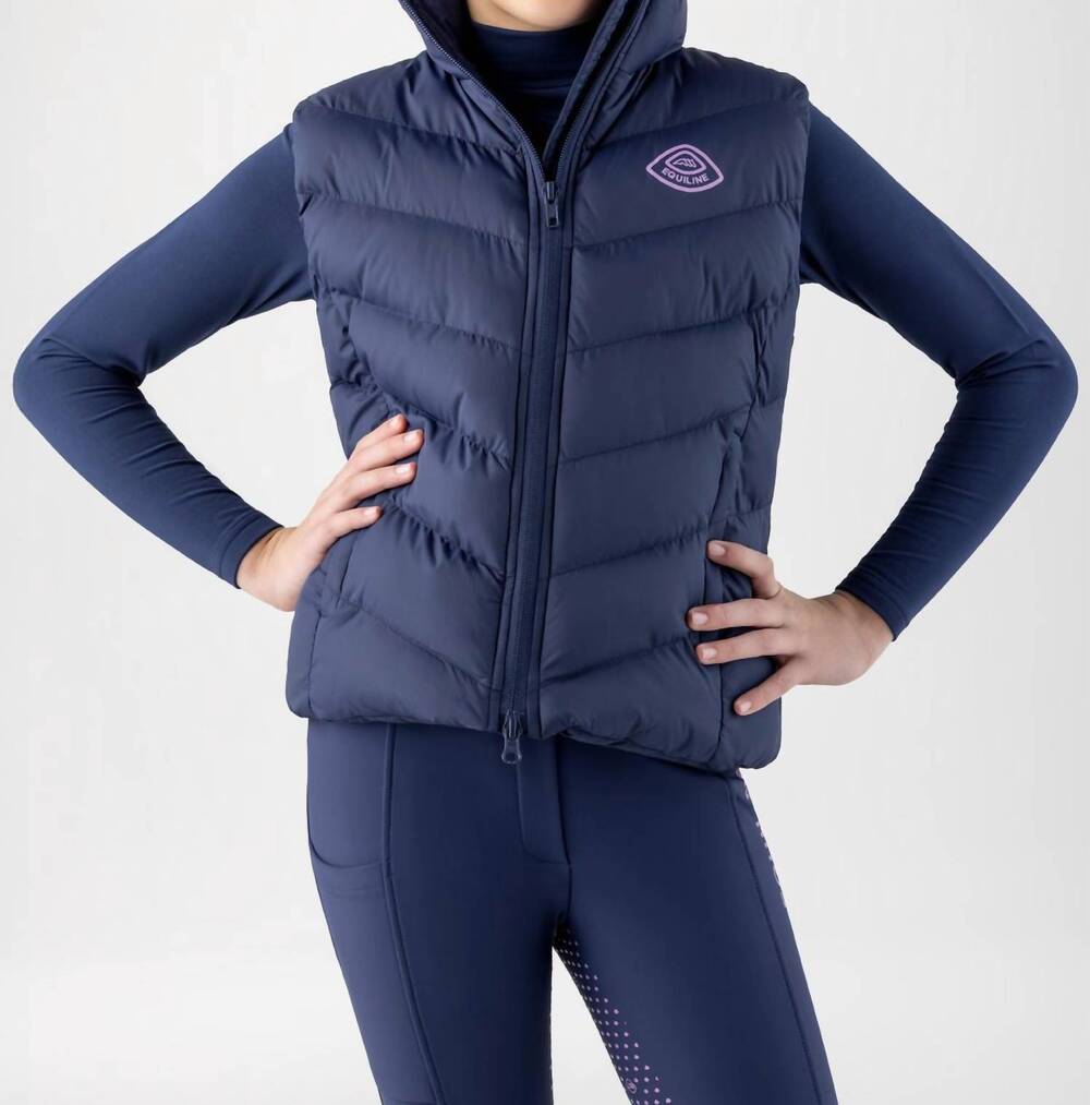 NEW EQUILINE cetz padded vest in navy peony